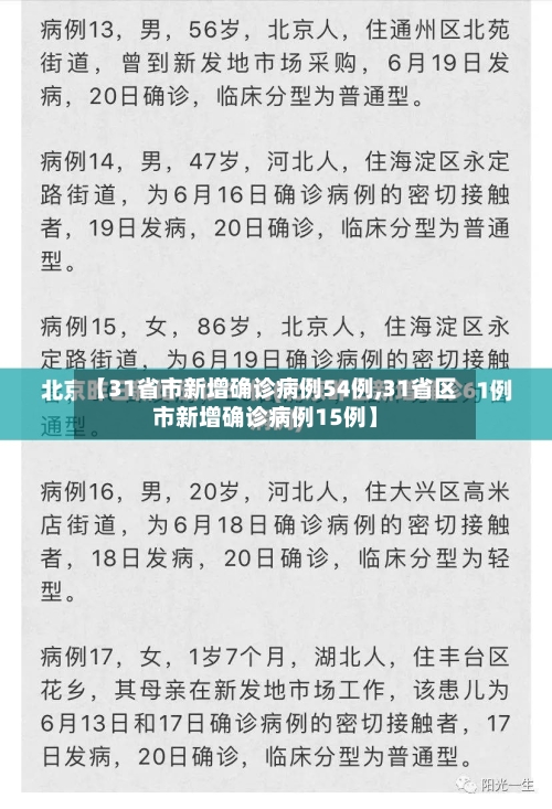【31省市新增确诊病例54例,31省区市新增确诊病例15例】
