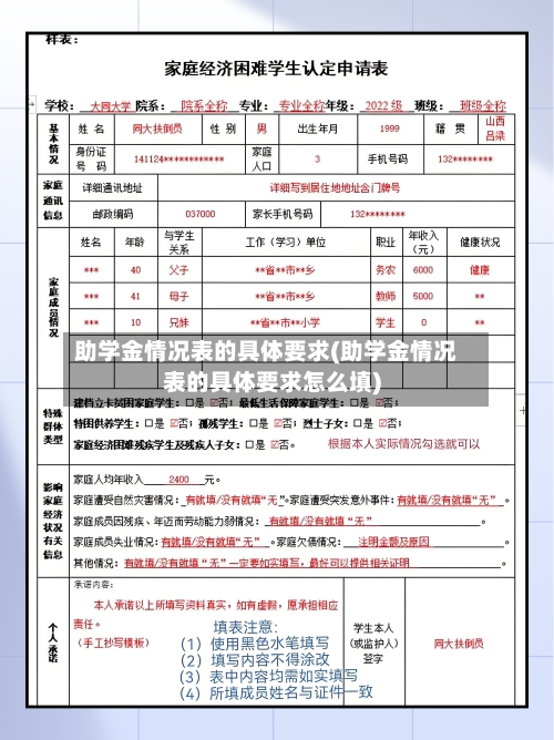 助学金情况表的具体要求(助学金情况表的具体要求怎么填)