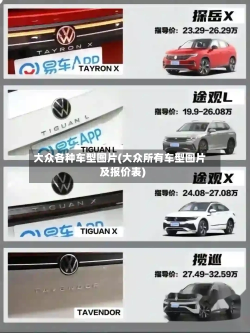 大众各种车型图片(大众所有车型图片及报价表)
