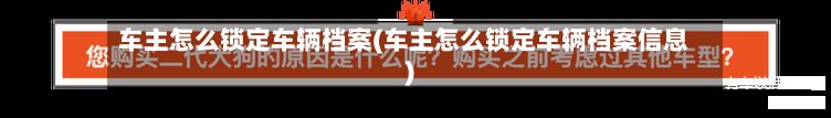 车主怎么锁定车辆档案(车主怎么锁定车辆档案信息)