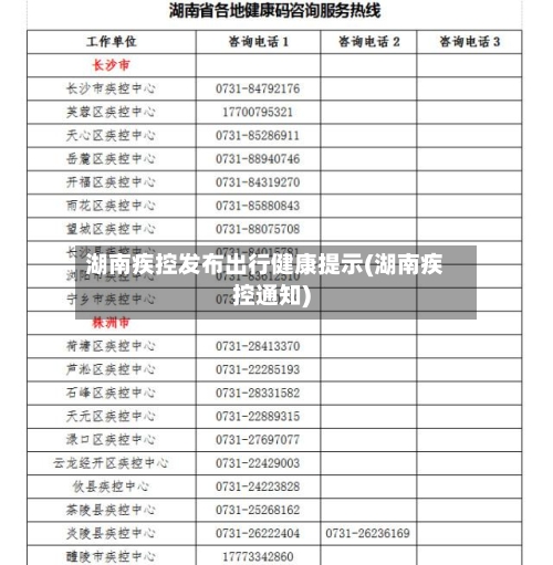 湖南疾控发布出行健康提示(湖南疾控通知)