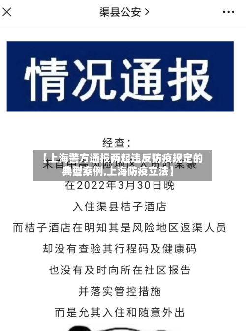 【上海警方通报两起违反防疫规定的典型案例,上海防疫立法】