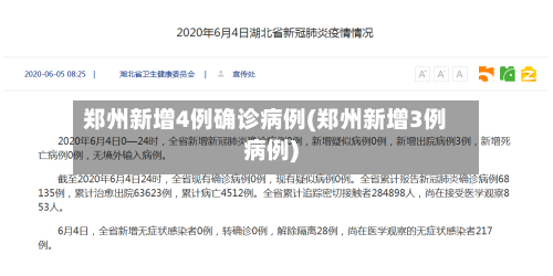 郑州新增4例确诊病例(郑州新增3例病例)