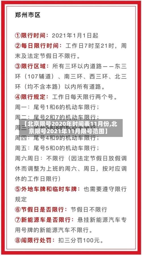 【北京限号2020年时间表11月份,北京限号2021年11月限号范围】