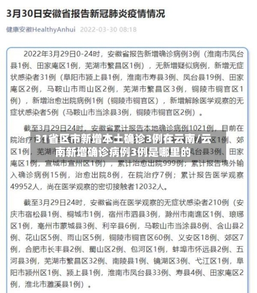 31省区市新增本土确诊3例在云南/云南新增确诊病例3例是哪里的