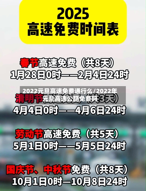 2022元旦高速免费通行么/2022年元旦高速公路免费吗-第1张图片
