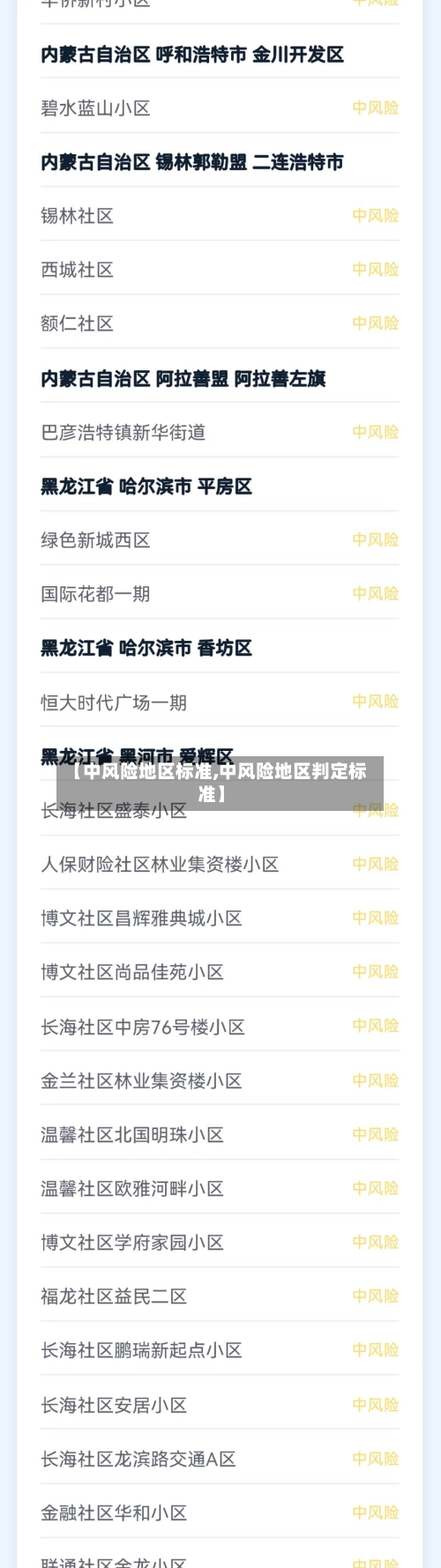 【中风险地区标准,中风险地区判定标准】