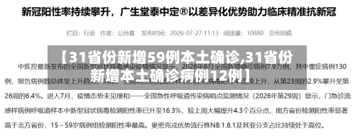 【31省份新增59例本土确诊,31省份新增本土确诊病例12例】