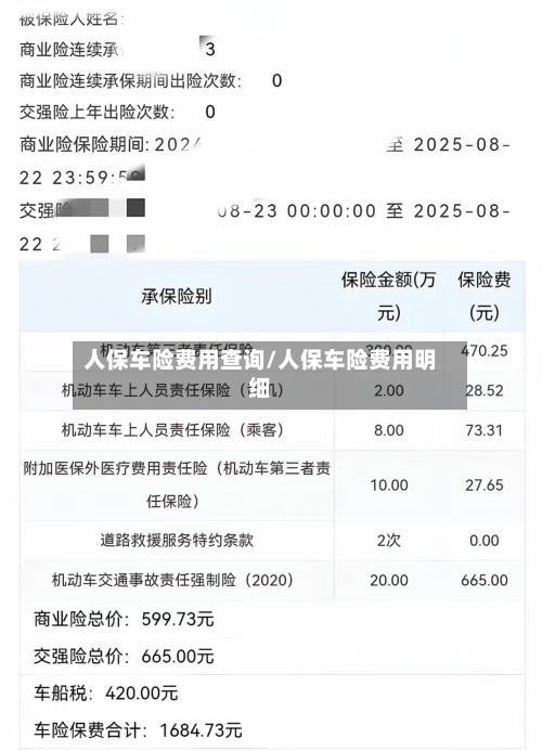 人保车险费用查询/人保车险费用明细-第1张图片