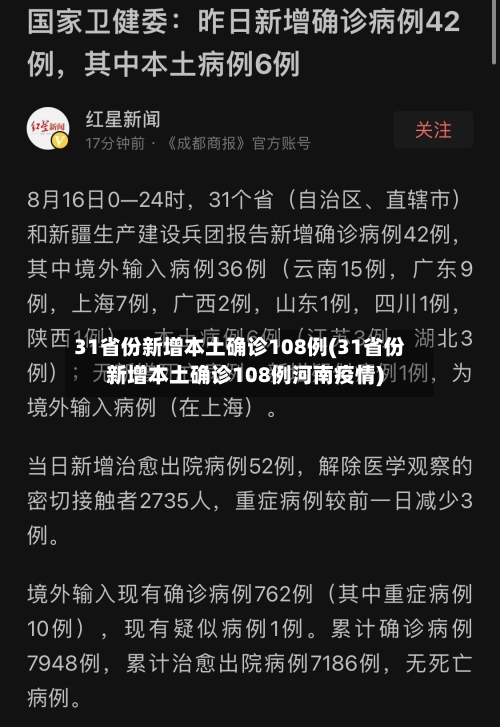 31省份新增本土确诊108例(31省份新增本土确诊108例河南疫情)-第1张图片