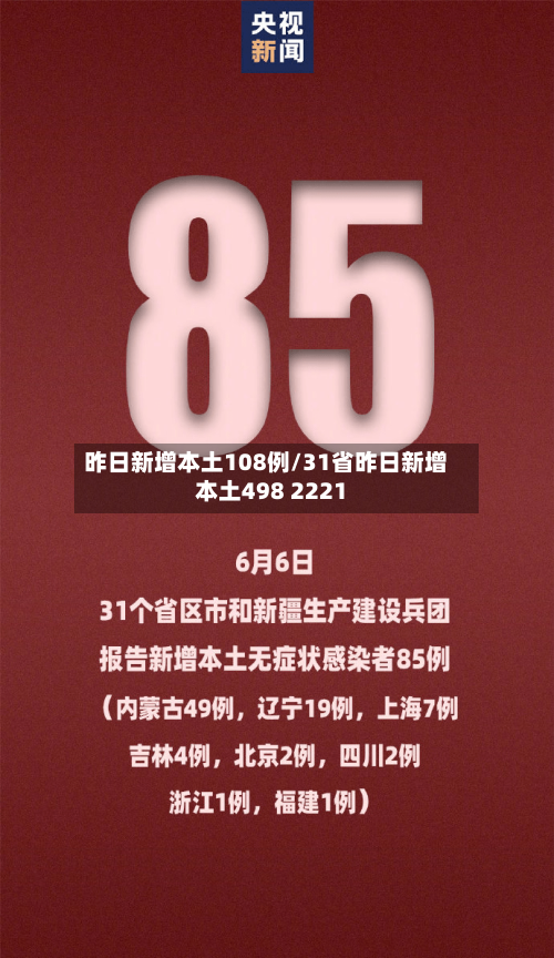 昨日新增本土108例/31省昨日新增本土498 2221-第1张图片